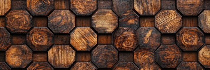 Wall Mural - Wooden Octagon Pattern Background