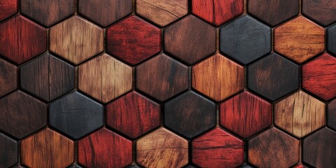 Wall Mural - Wooden Hexagon Pattern