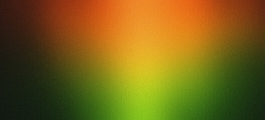 Wall Mural - Green, Orange, Black Gradient in Blurred Background with Grain Noise Texture