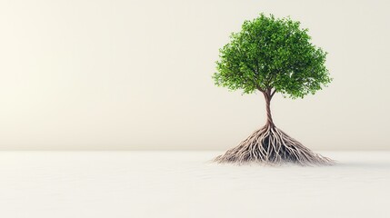 Sticker - Tree with Roots in White Sand.