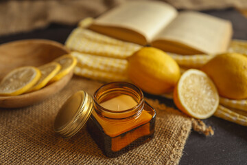 Wall Mural - Candle, lemons and a book, summer mood