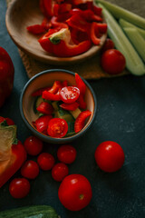 Wall Mural - Fresh vegetables. Assortment of fresh vegetables close up. Healthy food