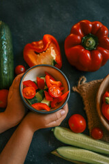 Wall Mural - Fresh vegetables. Assortment of fresh vegetables close up. Healthy food