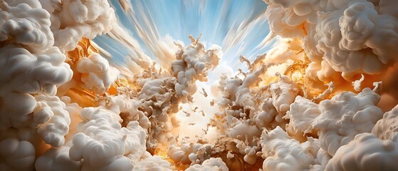 Wall Mural - Abstract Cloudscape with Golden Light.