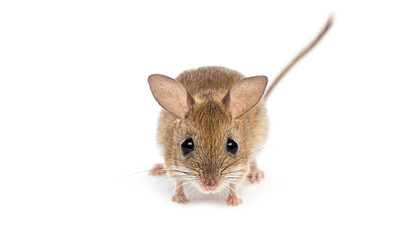 Wall Mural - spinifex hopping mouse, notomys alexis, standing on white background looking forward