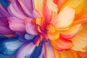 Wall Mural - Abstract Painting of Colorful Petals