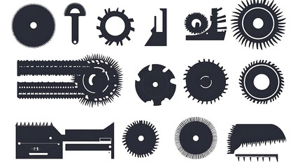 Icons representing saw blades for woodworking machines