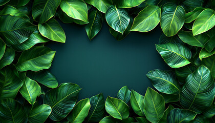 Poster - Green plant pattern in nature, summer backdrop beauty generated by AI