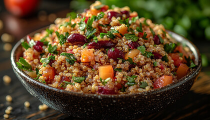 Canvas Print - Healthy eating salad with quinoa, tomato, and vegetables generated by AI