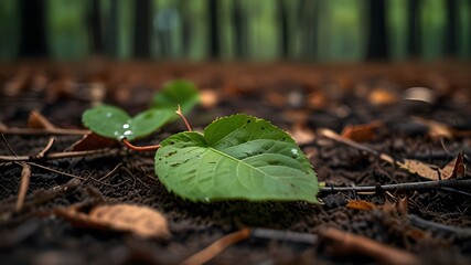 The photo depicts a scene of solitary leaves highlighting nature s beauty Generative AI