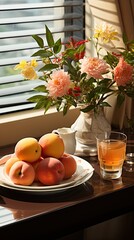 Poster - classic table setting for a tea break time  