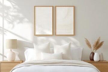 Canvas Print - Modern Frame Mockup in Minimalist Bedroom Interior