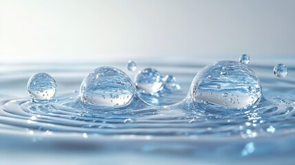 Wall Mural - abstract water droplets reflecting light on a smooth surface