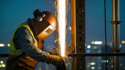 Iron Worker Welding Beam