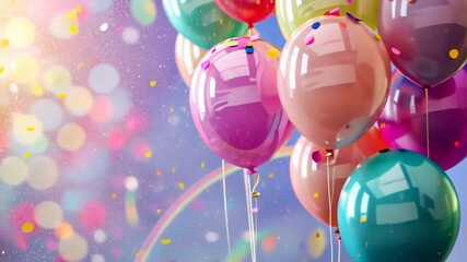 Aufkleber - A bunch of colorful balloons are floating in the air. The balloons are of different colors and sizes, creating a vibrant and lively atmosphere. Concept of celebration and joy