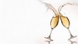 © Richard - champagne glasses clinking splashing on white background with copy space