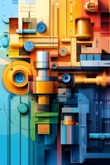 Wall Mural - Abstract Geometric Shapes in Vibrant Colors.