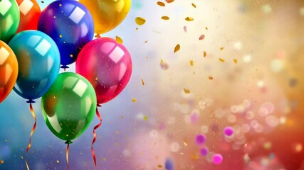 Aufkleber - A bunch of colorful balloons are floating in the sky. The balloons are of different colors, including pink, purple, and blue