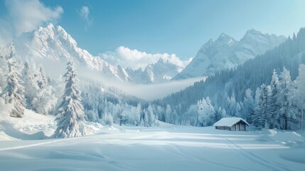 Wall Mural - Beautiful winter landscape, perfect for skiing backgrounds, generative ia