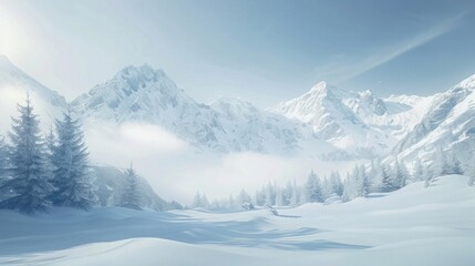 Wall Mural - Beautiful winter landscape, perfect for skiing backgrounds, generative ia