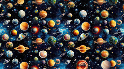 Wall Mural - Abstract colorful background with planets