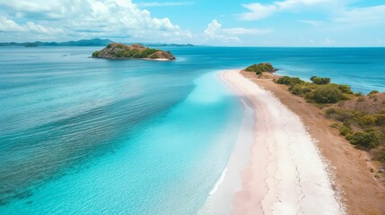 Image of a beach with crystal-clear waters.