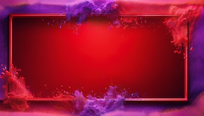 Canvas Print - abstract red rectangular background with a colorful red and purple splashes around generated by ai