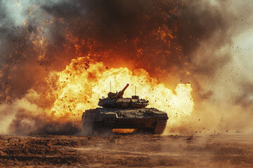 The Tank's Fury: A Military Machine Unleashes a Devastating Explosion, Leaving a Trail of Fire and Destruction.