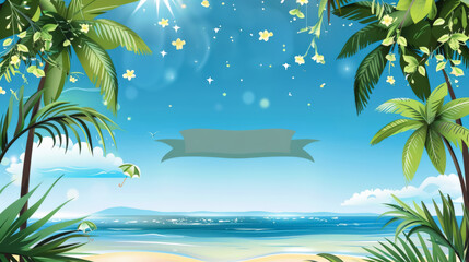 Sending Summer Holiday Wishes with Tropical Beach Illustration