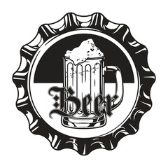 Wall Mural - Foamy beer vintage emblem monochrome