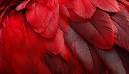 Wall Mural - detailed red feathers texture background digital art with elaborate feathers of large birds