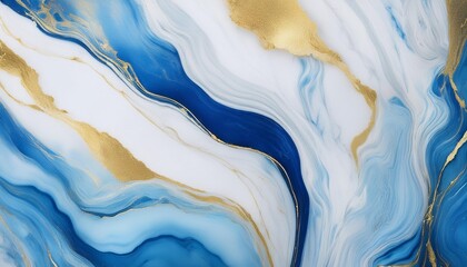 Canvas Print - abstract luxury marble background digital art marbling texture blue gold and white colors