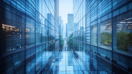 Poster - Metalic and Glass buildings at tokyo metropolis Japan : Generative AI