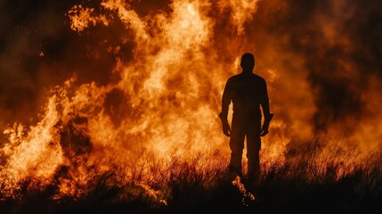 Image of a human silhouette against a flame background.