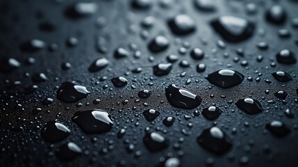 Poster - Close up of water droplets on dark cover background Water droplets concept : Generative AI