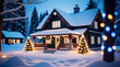 © Galeno - charming cottage christmas lights decorations glowing snow