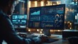 © The Little Hut - An analyst uses a computer and dashboard for data business analysis and Data Management System with KPI and metrics connected to the database for technology finance operations sales ma : Generative AI