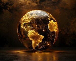 Wall Mural - surreal golden earth a symbolic representation of our precious planet
