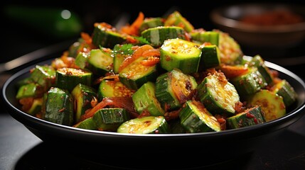 Poster - Okra fry / Bhindi Masala, selective focus  