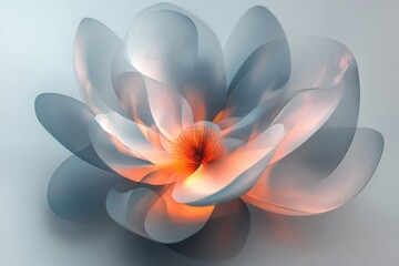 Poster - Abstract White Flower with Orange Center