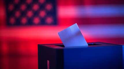 Sticker - Voting ballot in box on USA flag background