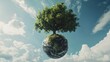 © NATTAWUT - Conceptual image of a tree growing in the shape of a globe