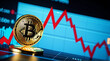 © Galeno - financial chart showing bitcoin value dropping sharply red indicators