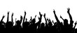 © DOUGLAS - A transparent background image featuring a lively concert crowd with raised hands, capturing the energy and excitement of a live music event. png transparent background