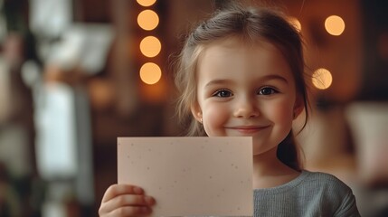 Cropped shot of a cheerful small kid daughter holding greeting card for her father to congratulate him with fathers day make him surprise and gift Fatherhood I love you dad : Generative AI