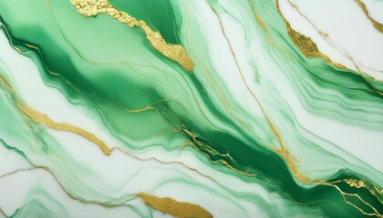 Wall Mural - flowy soft green marble background with gold streaks generative ai