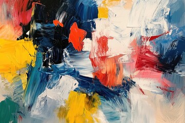 Poster - Abstract Painting with Bold Strokes of Red, Yellow, and Blue