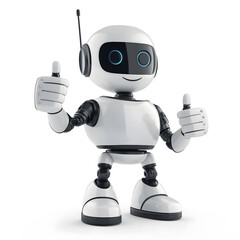 Sticker - Friendly robot giving thumbs up isolated on white background