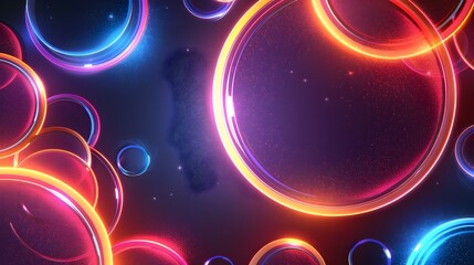 Poster - vibrant glowing geometric neon frame background for modern tech designs