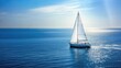 © savittree - A white sailboat gliding effortlessly across the ocean under a clear blue sky, with calm waters and a gentle breeze.